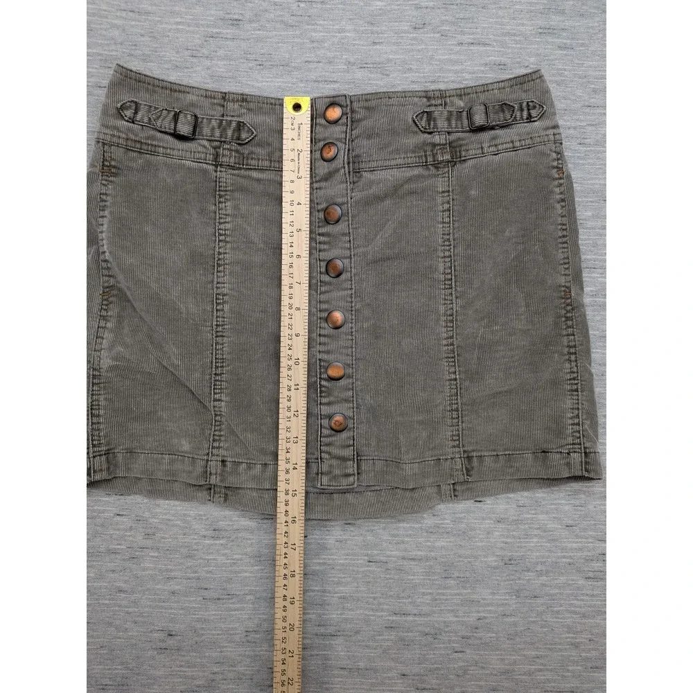 y2k GAP Corduroy Mini Skirt Button Front Olive Green Casual Skater Preppy 8‎